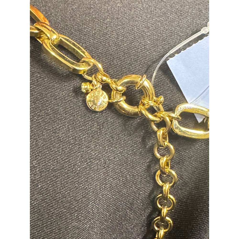 J.Crew Green Crystal Statement Bib Necklace Gold Tone Mixed Stone Floral Design - Picture 3 of 3